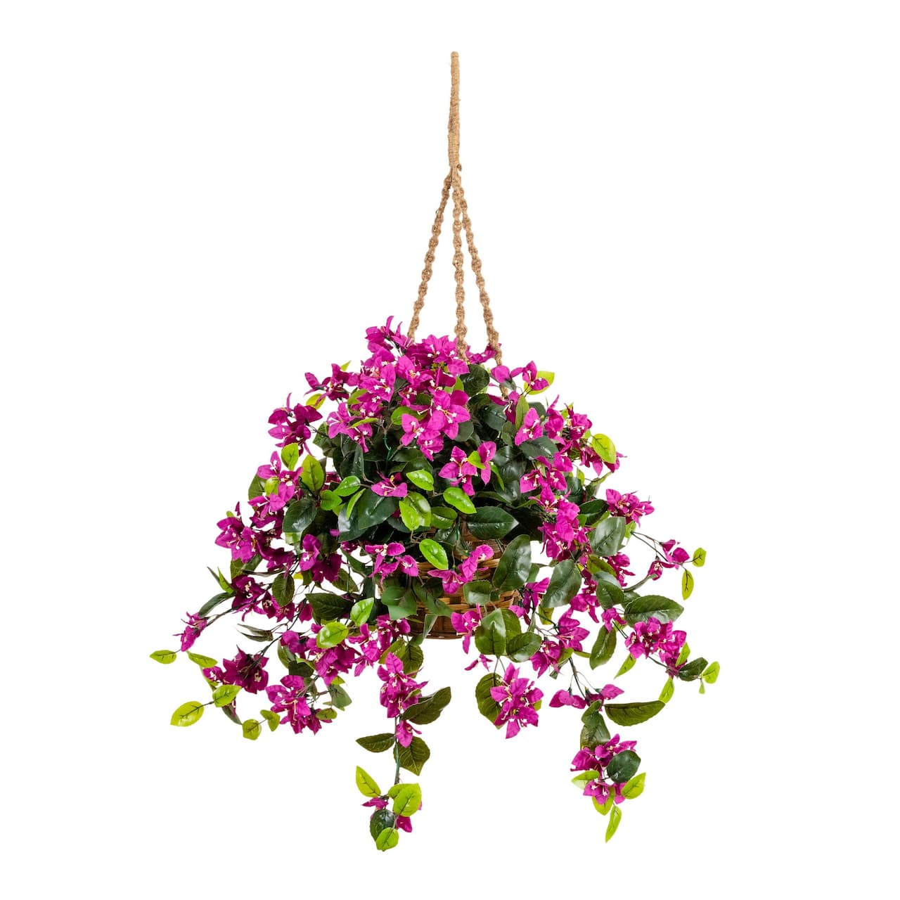 28" UV Resistant Artificial Bougainvillea in Hanging Basket